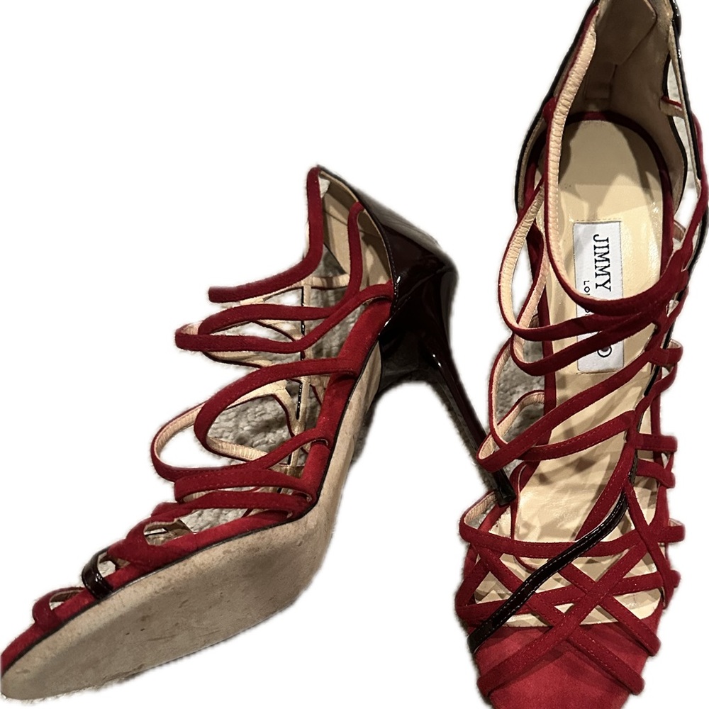 Jimmy Choo Burgundy Strappy Heels